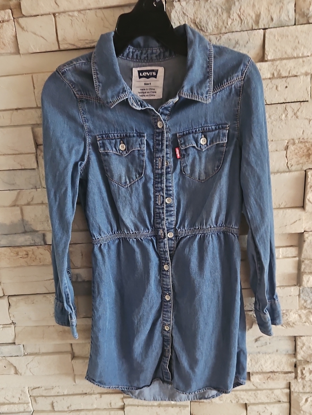 Levi's Women's Light Blue Denim Shirt Dress with Button Front